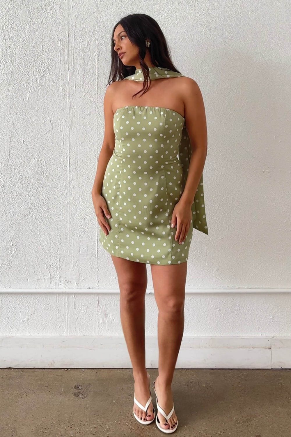 Olive Dot Affair Mini Dress