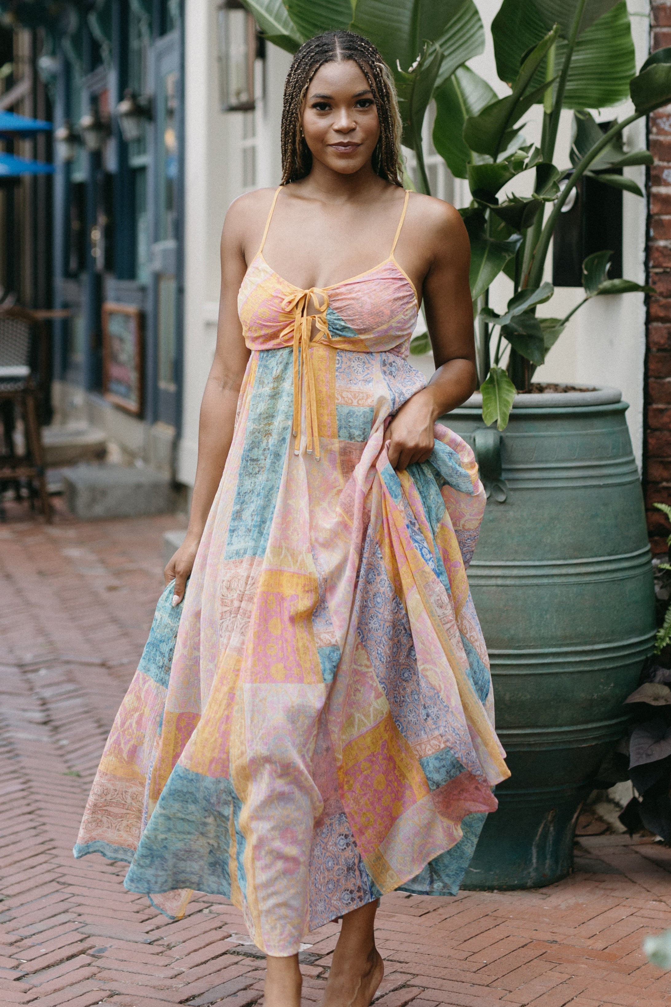 Patch Work Maxi Dress