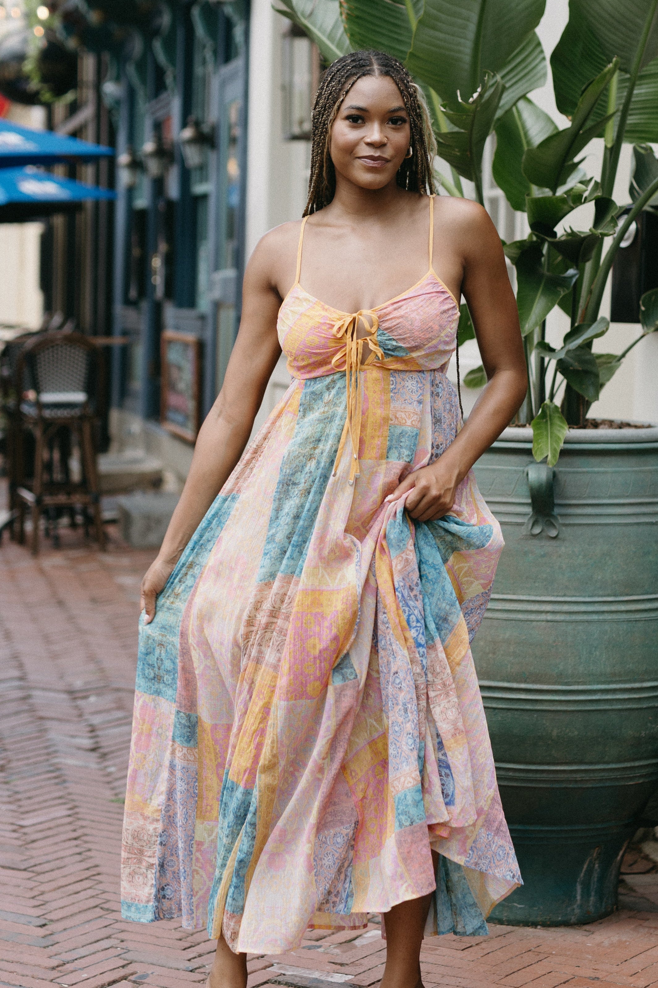 Patch Work Maxi Dress