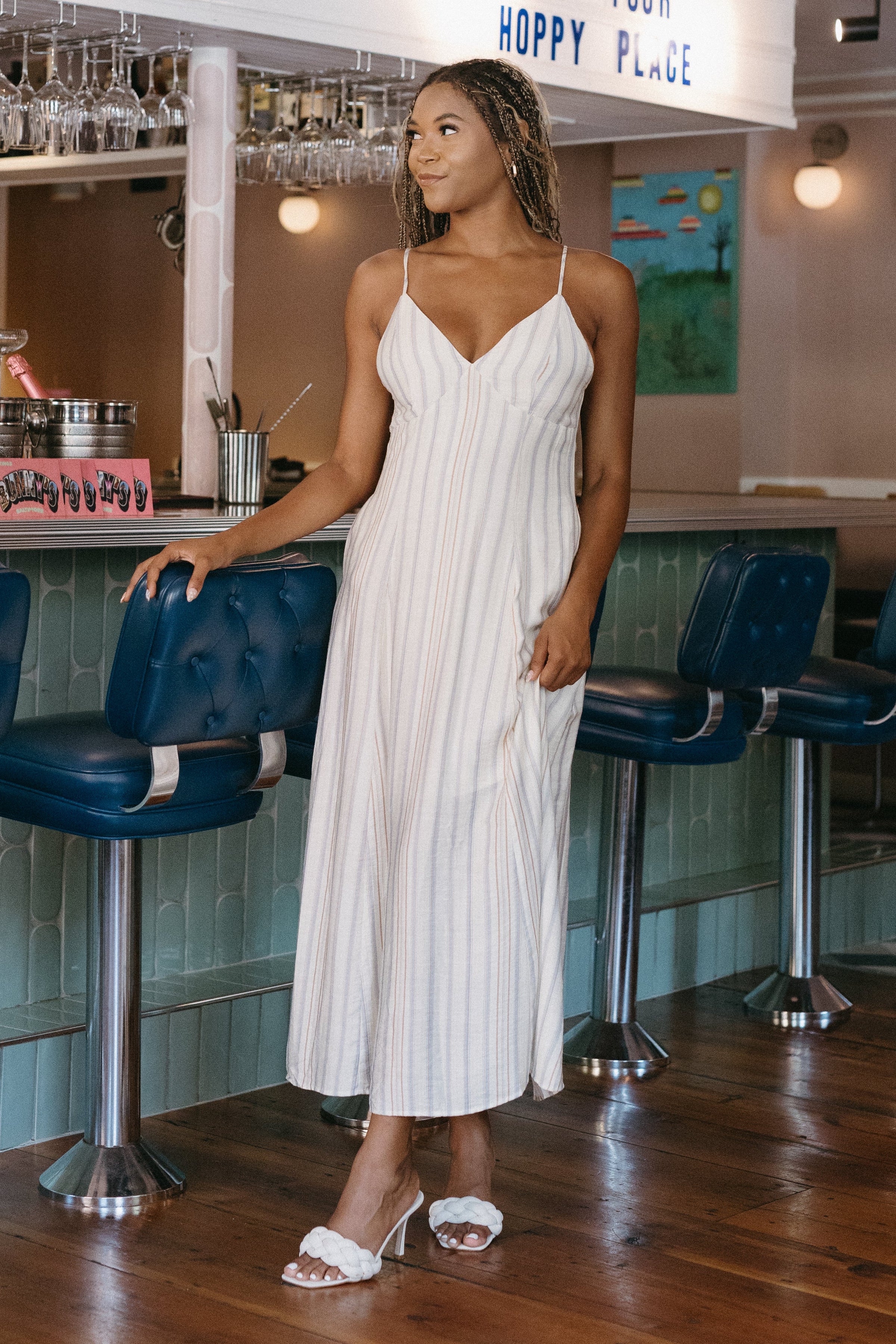 Vista Stripe Midi Dress