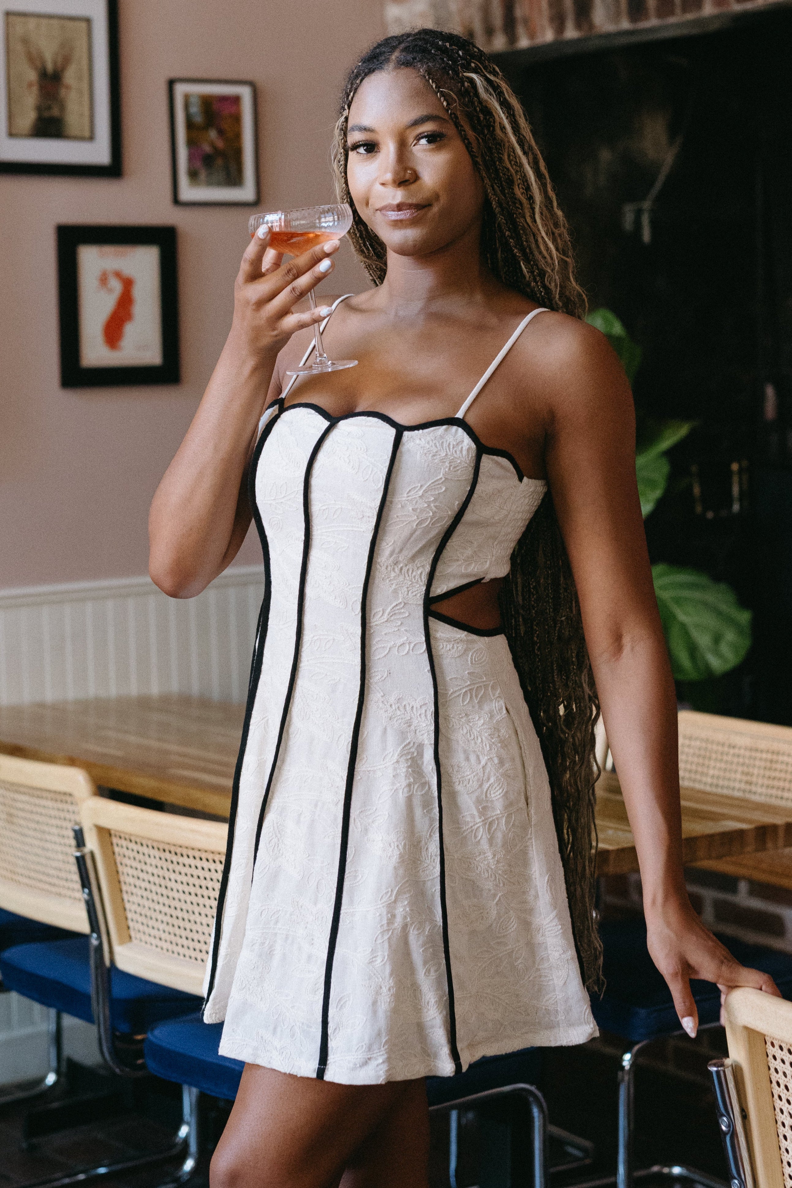 Ivory Meadow Embroidered Mini Dress