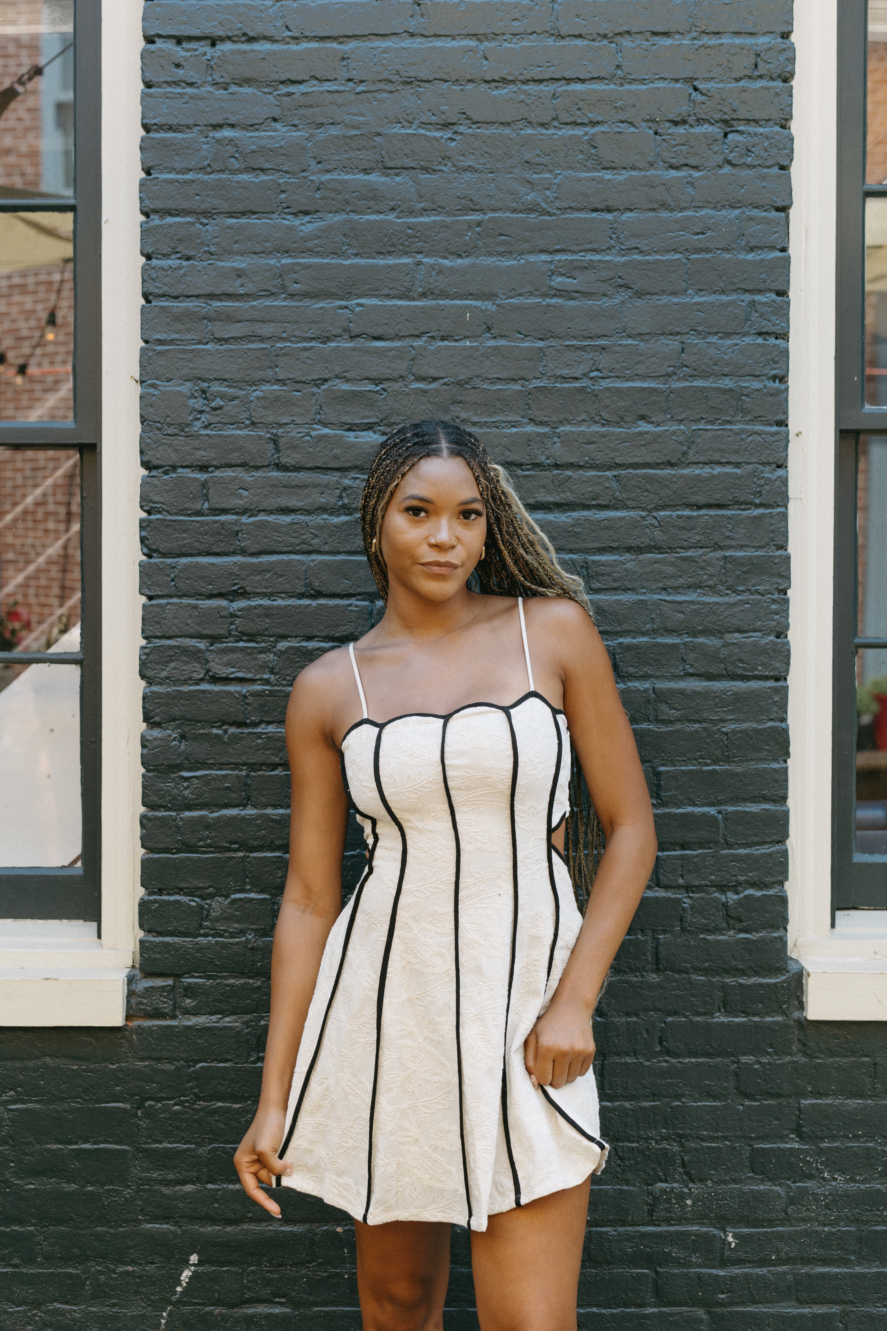 Ivory Meadow Embroidered Mini Dress