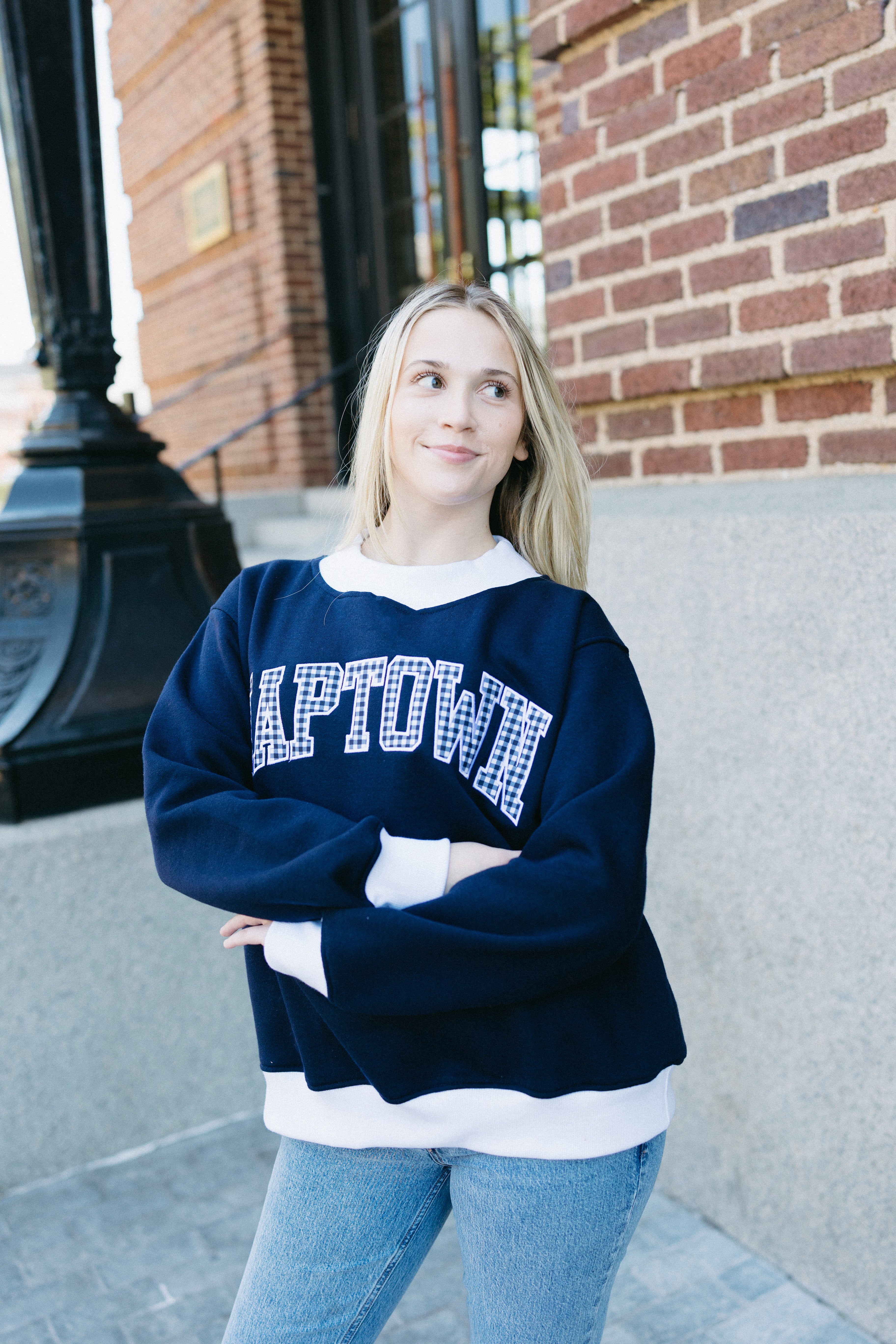 Preorder Naptown Gingham Embroidered Mock Neck