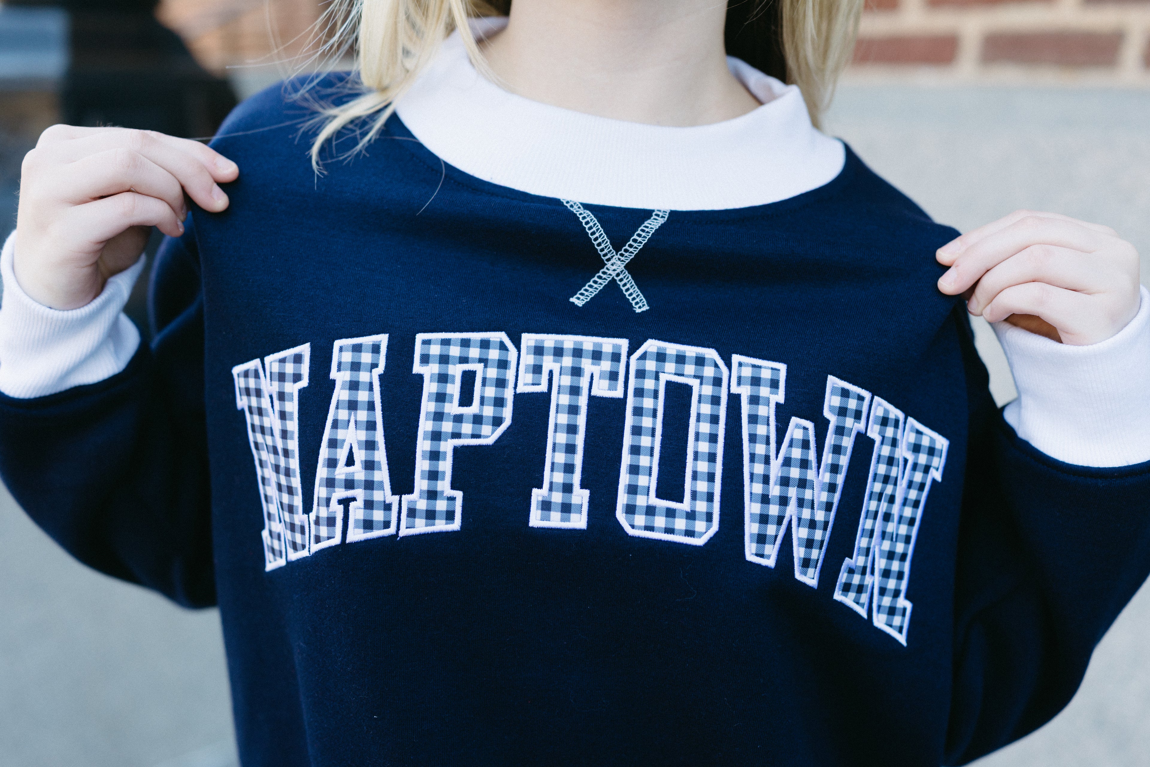 Naptown Gingham Embroidered Mock Neck Preorder