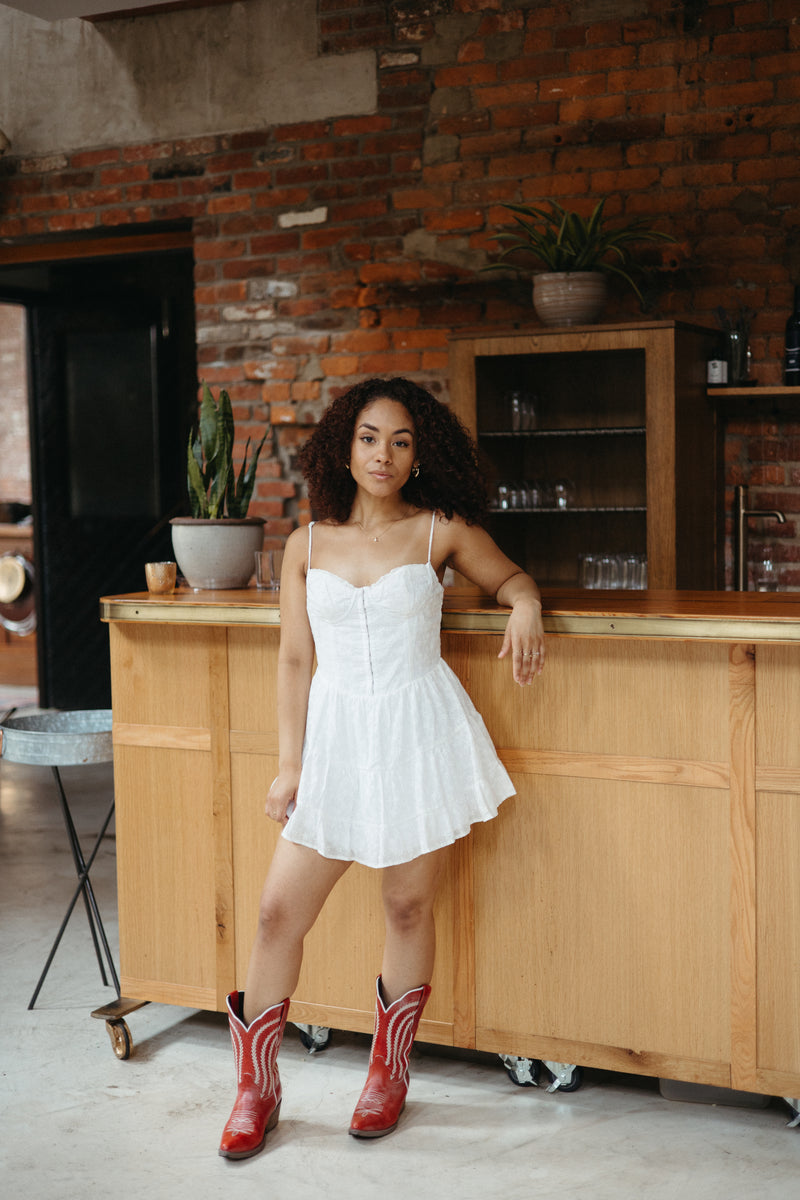 Needing Me Embroidered Bustier Dress