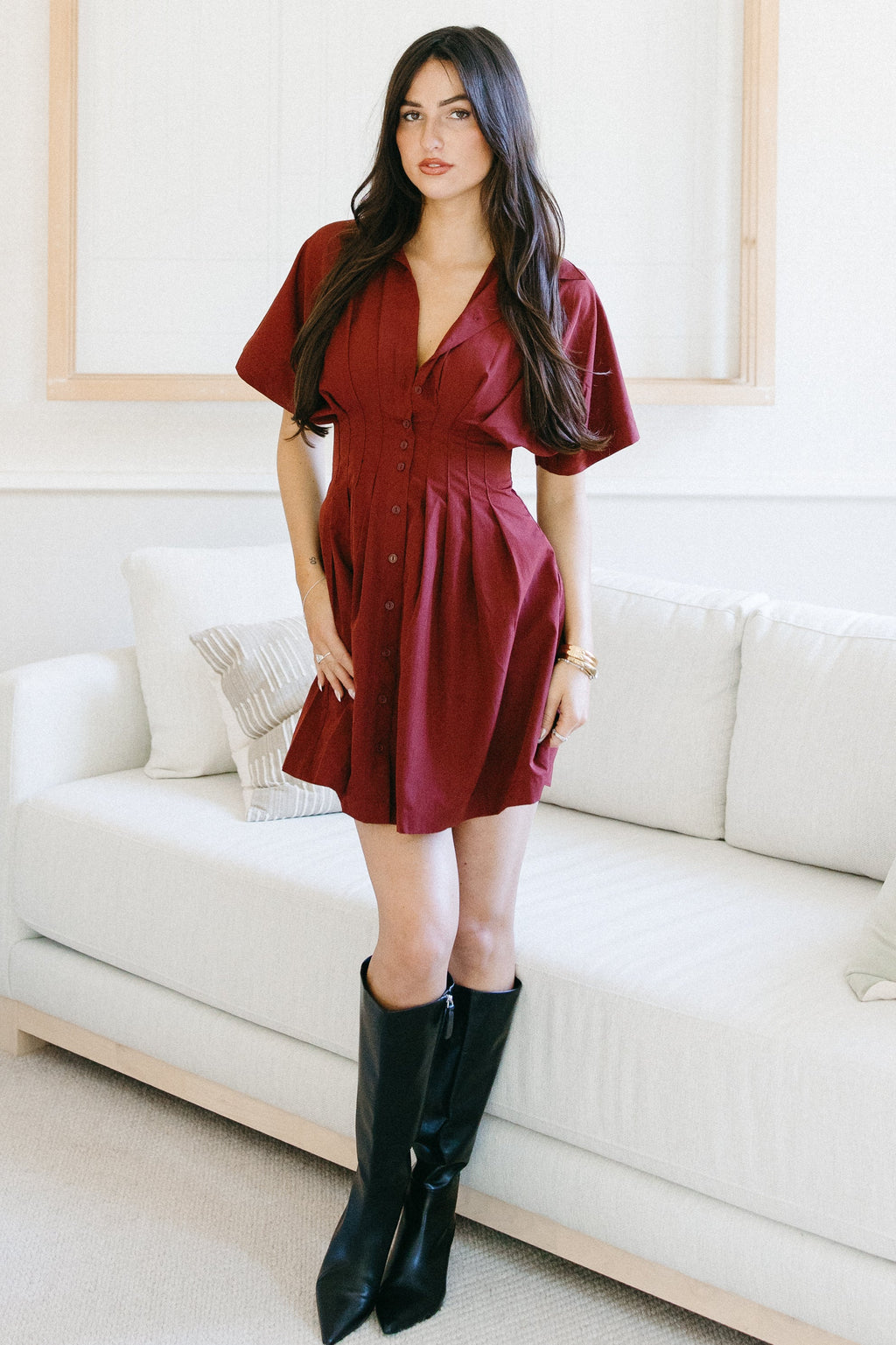 The Harper Pintuck Mini Dress