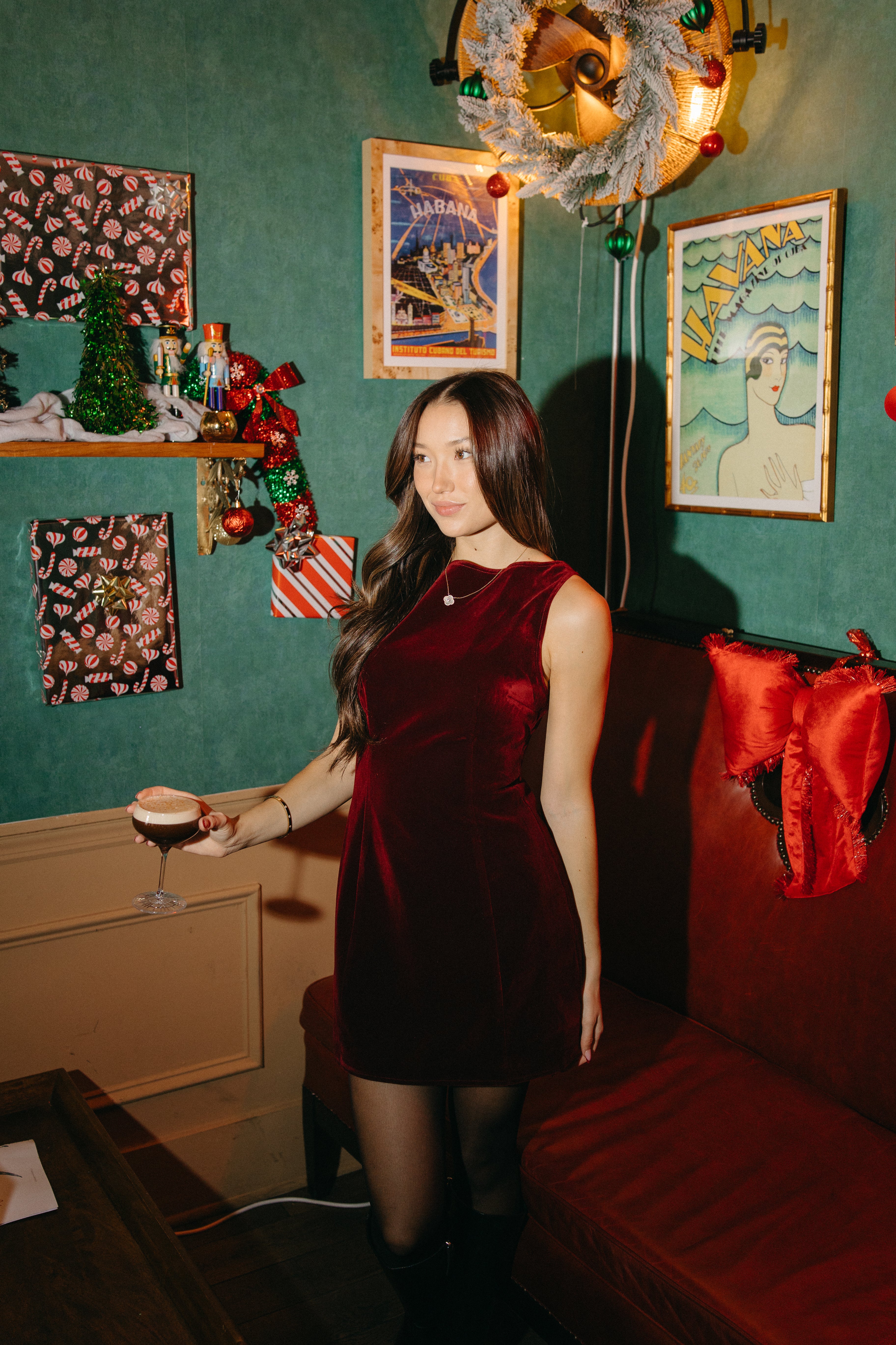 Carmine Velvet Mini Dress