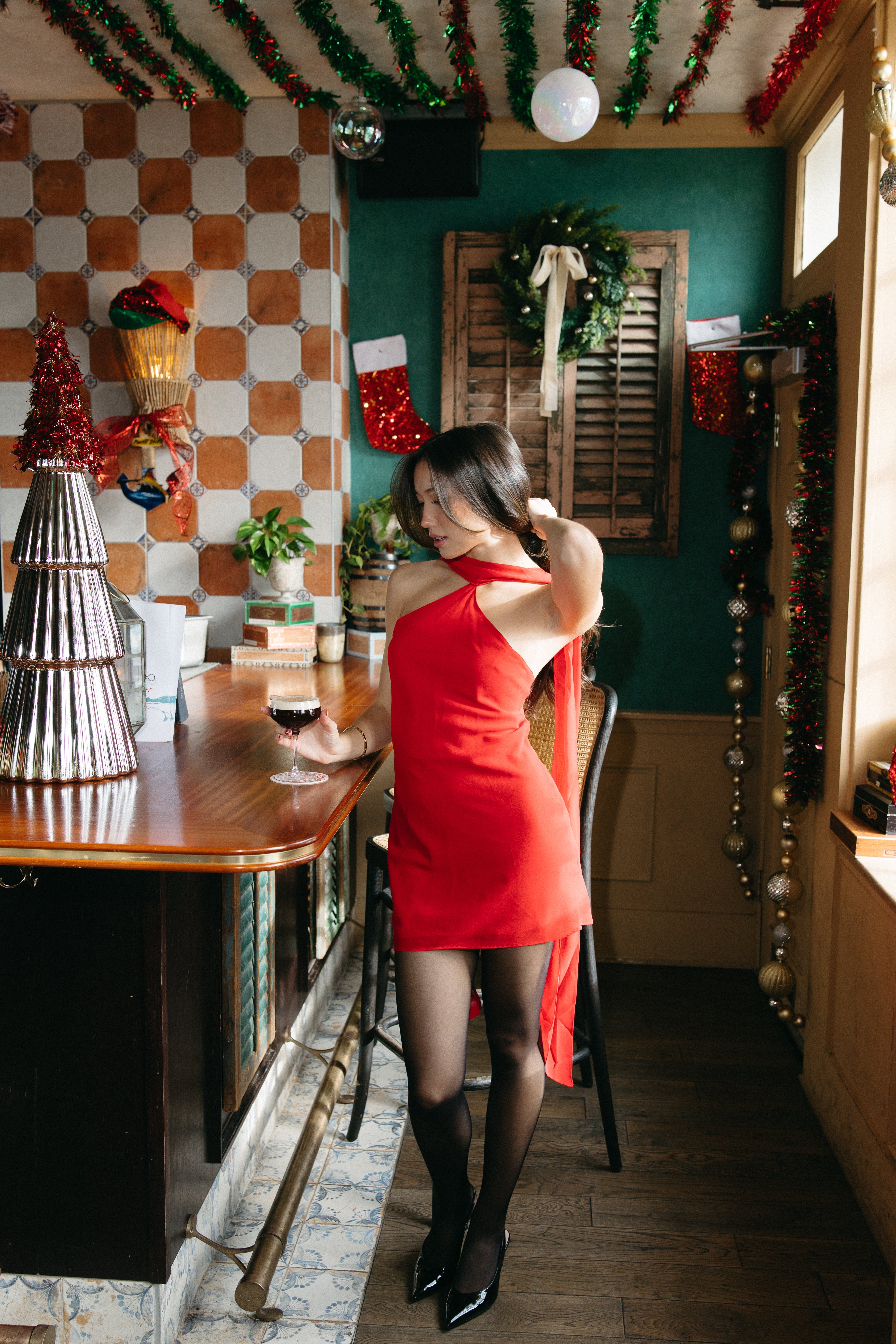 Luminé Scarf-Tail Mini Dress