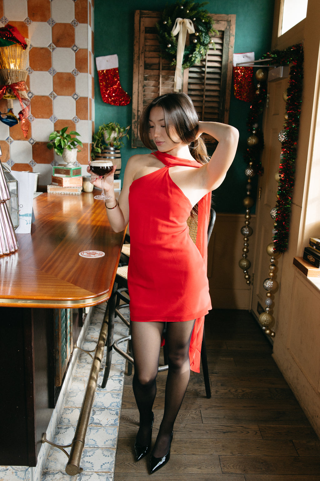 Luminé Scarf-Tail Mini Dress