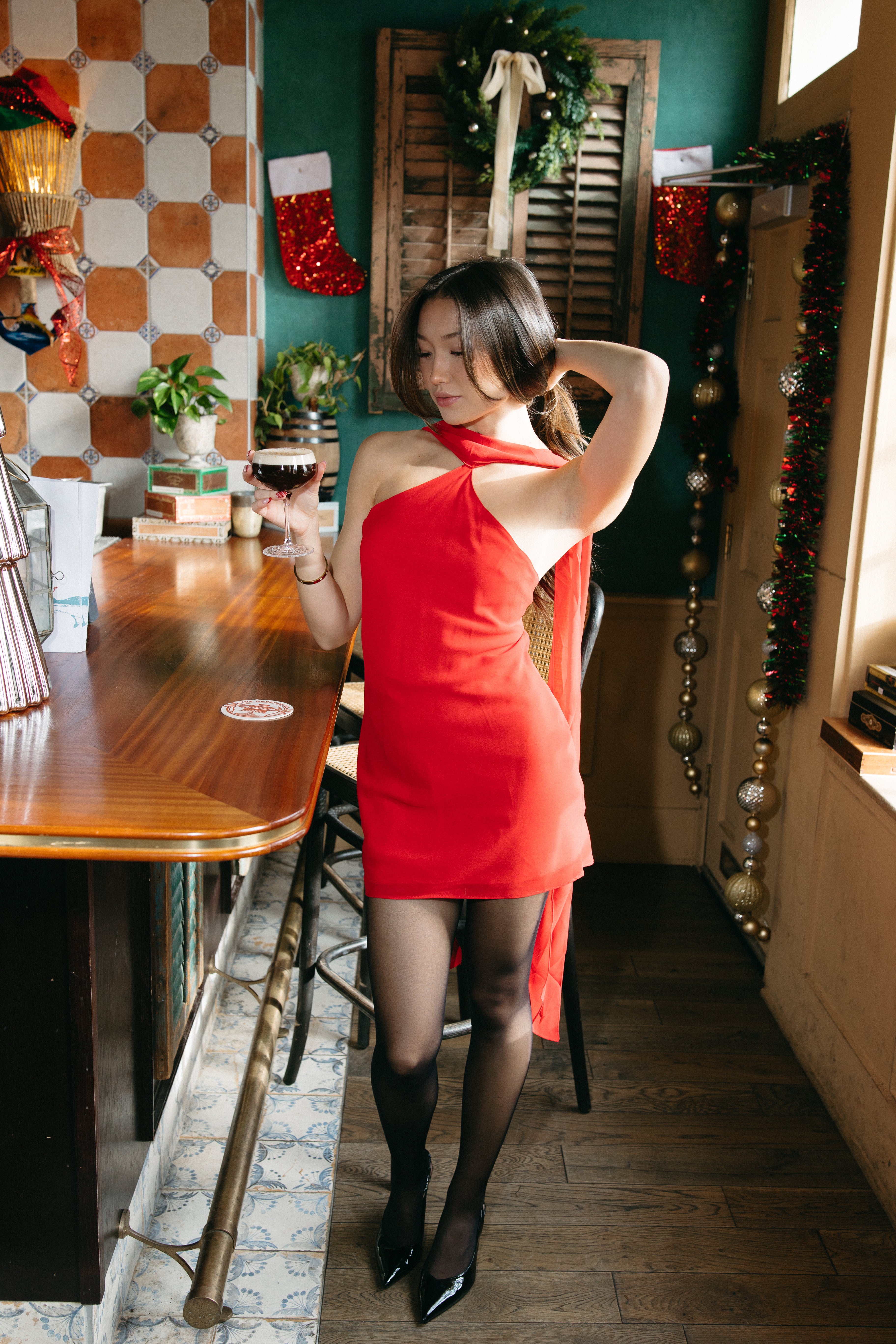 Luminé Scarf-Tail Mini Dress