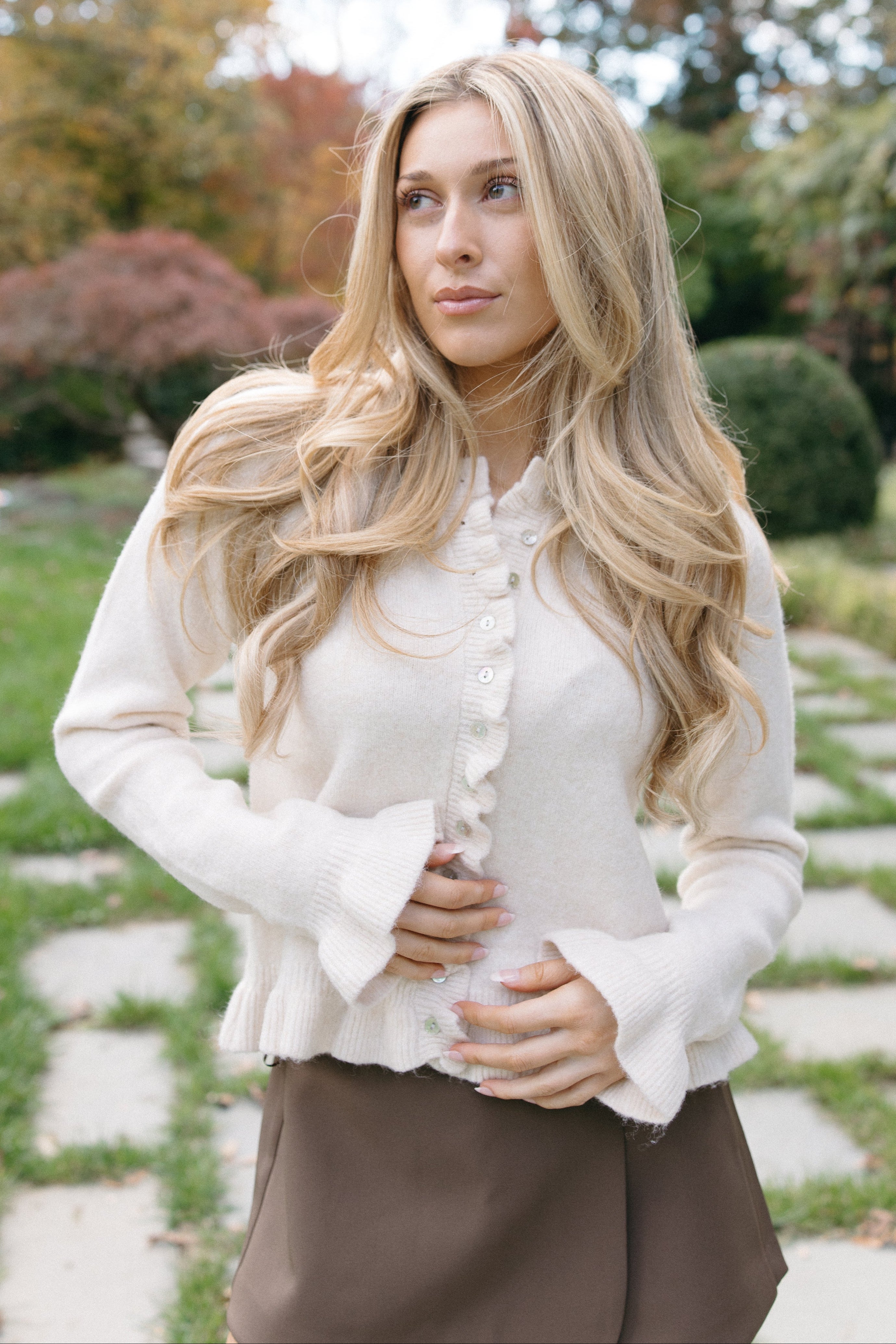 Ruffle Me Cozy Knit Cardigan