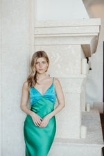 Heating Up Satin Colorblock Dress