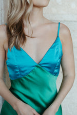 Heating Up Satin Colorblock Dress