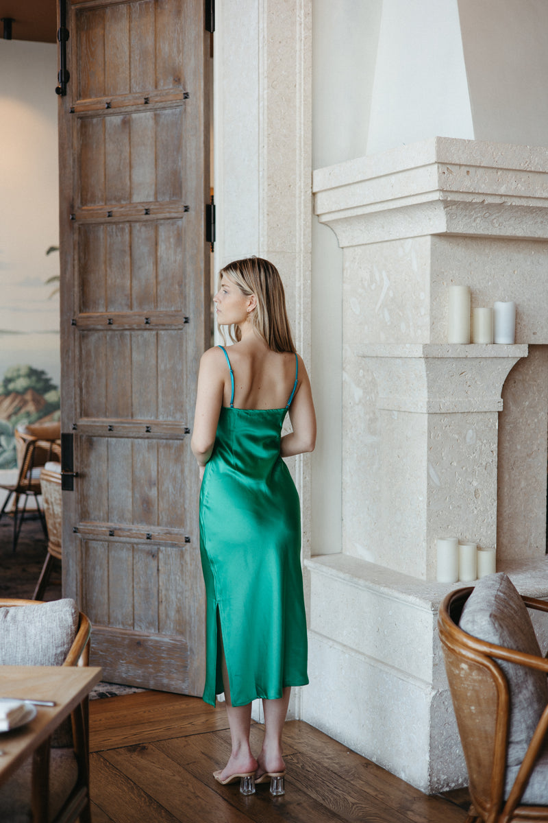 Heating Up Satin Colorblock Dress