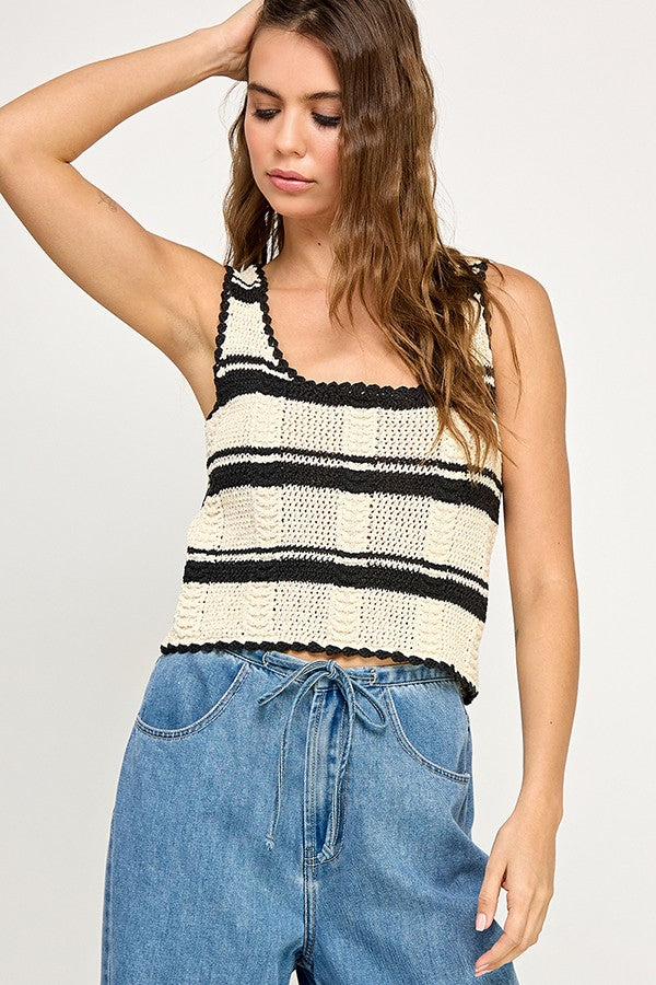 Thread Pop Contrast Knit Tank Top