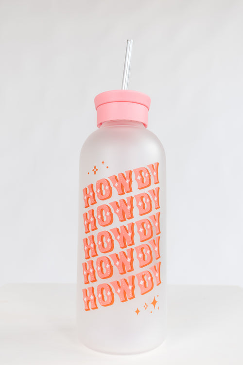 Howdy Partner Glass Water Bottle