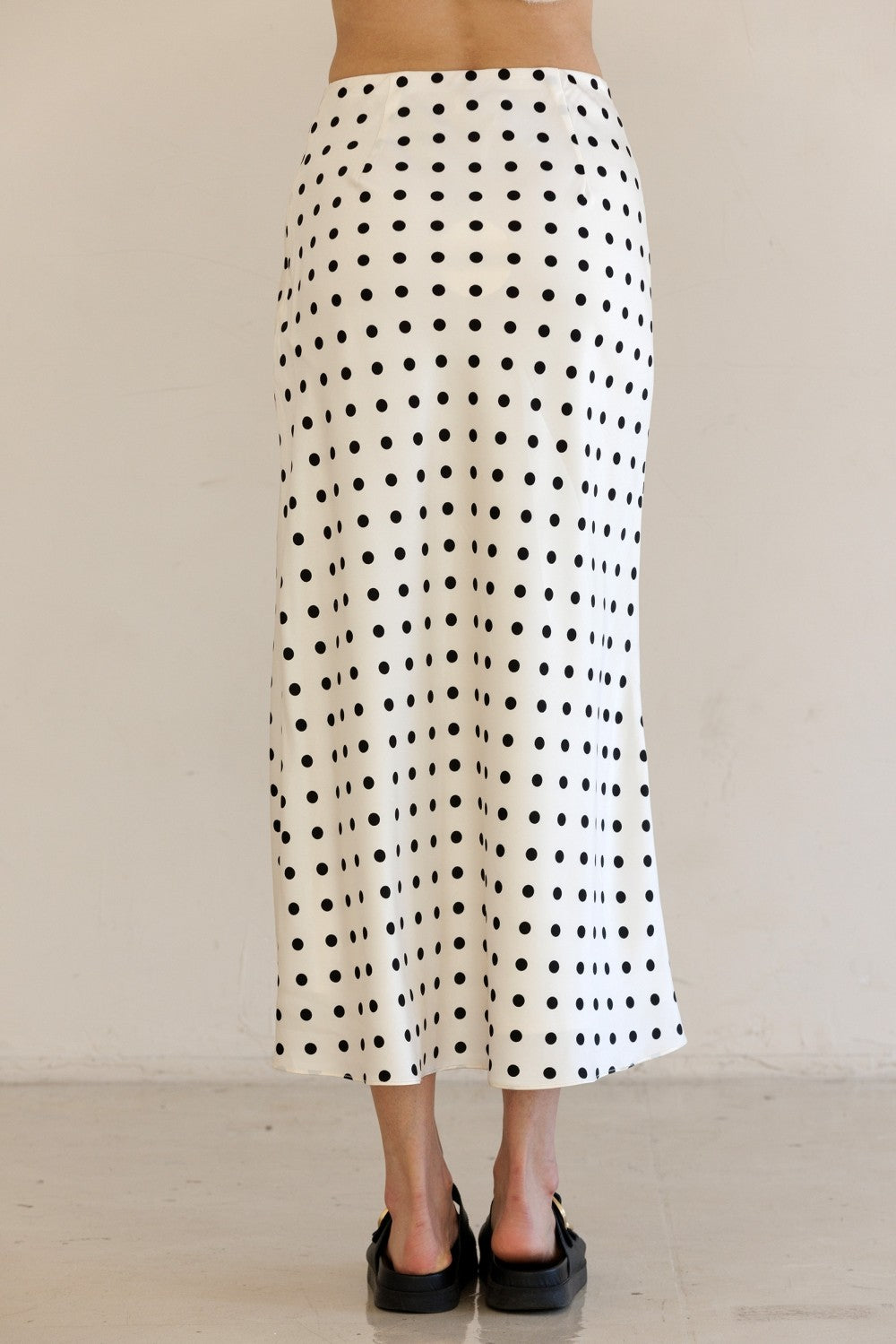 Monroe Polka Satin Midi Skirt