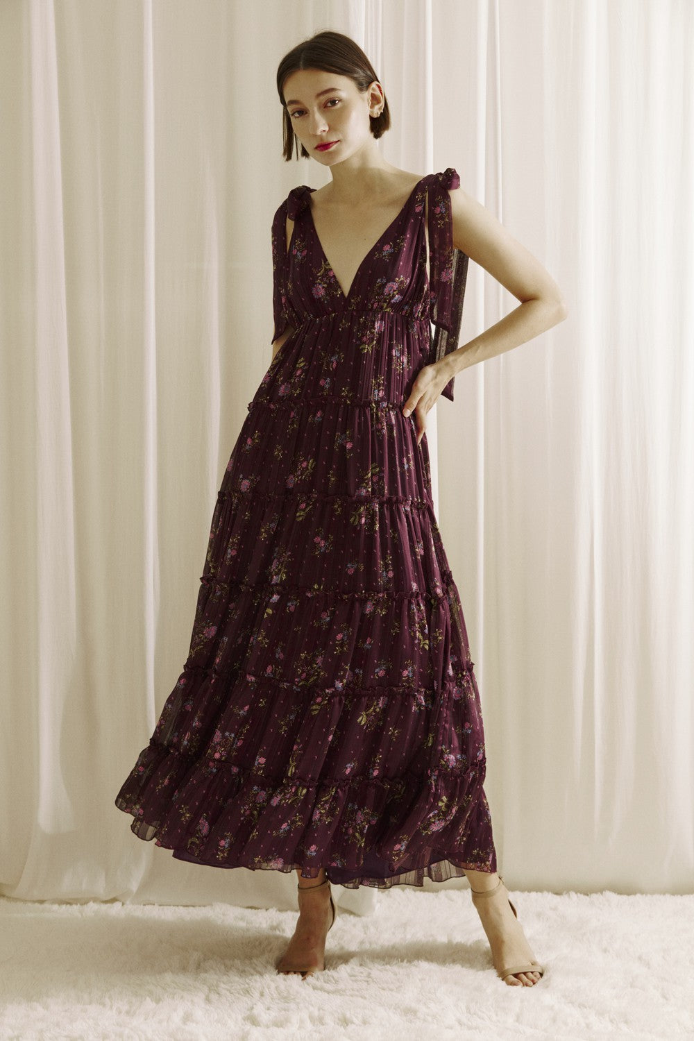 The Meadow Ruffle Midi Dress