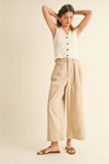 Buttoned Chic Ribbed Tank