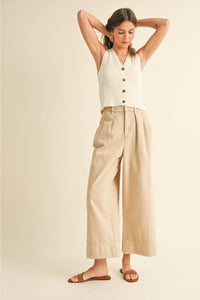Buttoned Chic Ribbed Tank