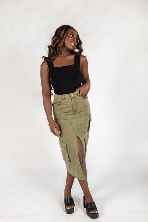 Sweet Spirit Cargo Midi Skirt