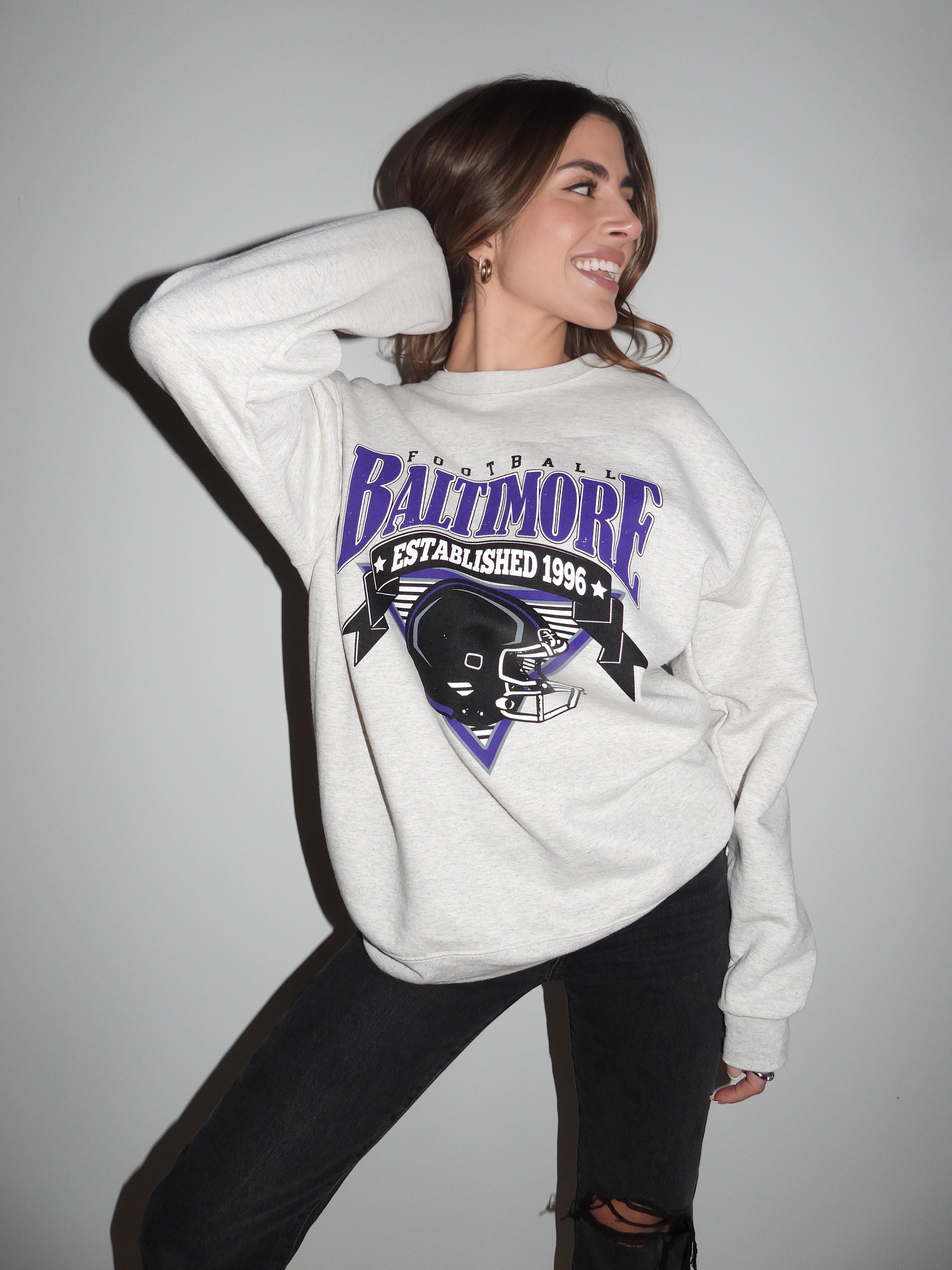 Brightside the Label Baltimore Triangle Vintage Football Crewneck