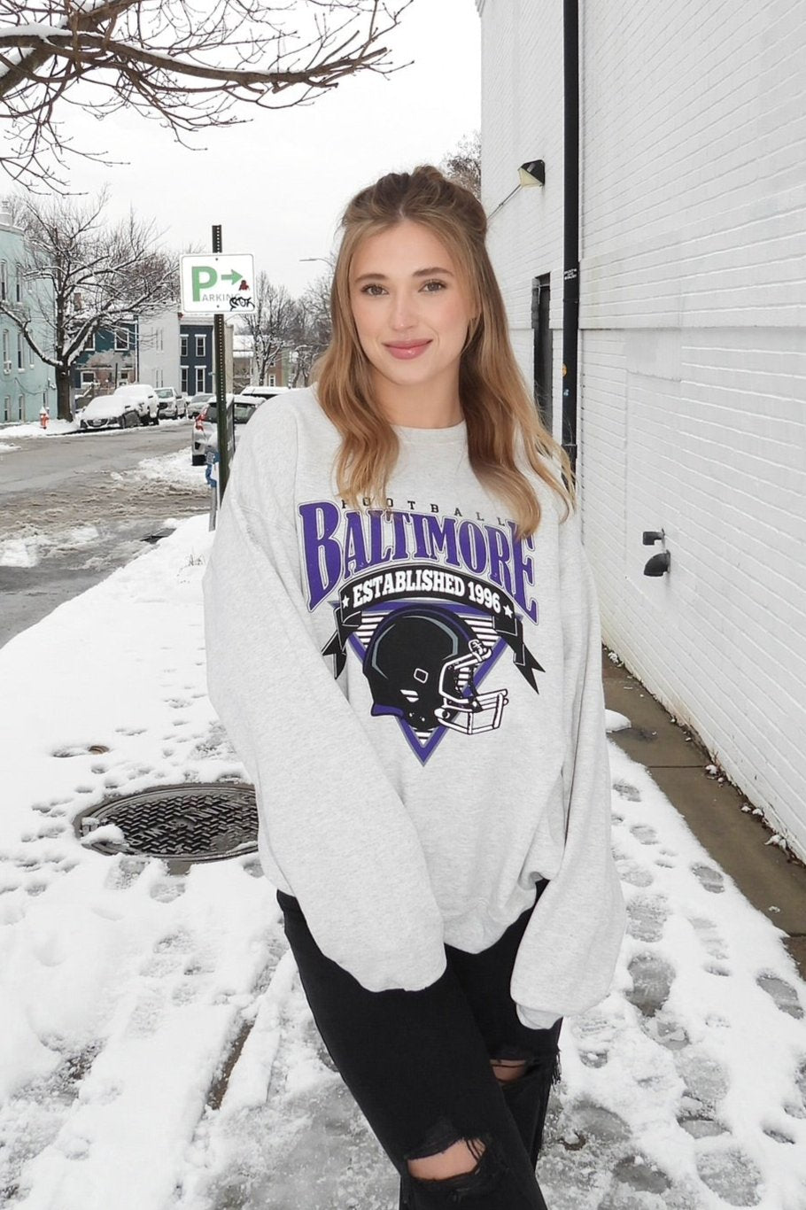 Brightside the Label Baltimore Triangle Vintage Football Crewneck