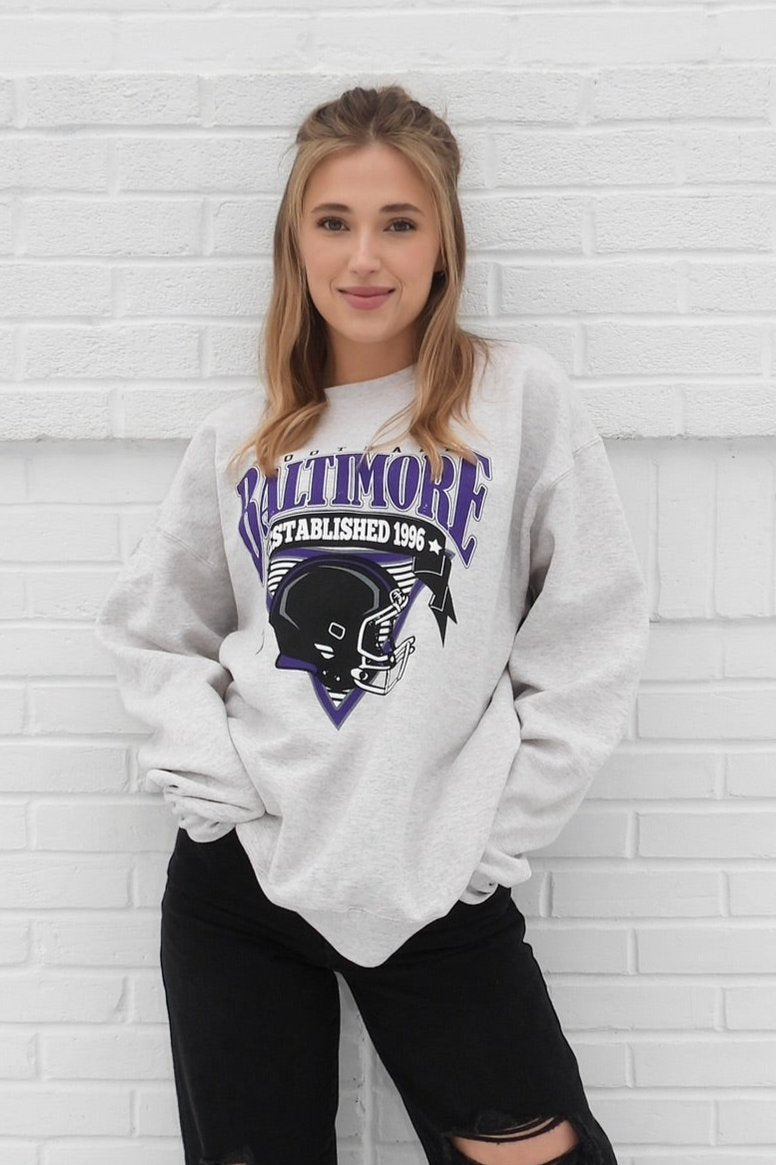 Brightside the Label Baltimore Triangle Vintage Football Crewneck