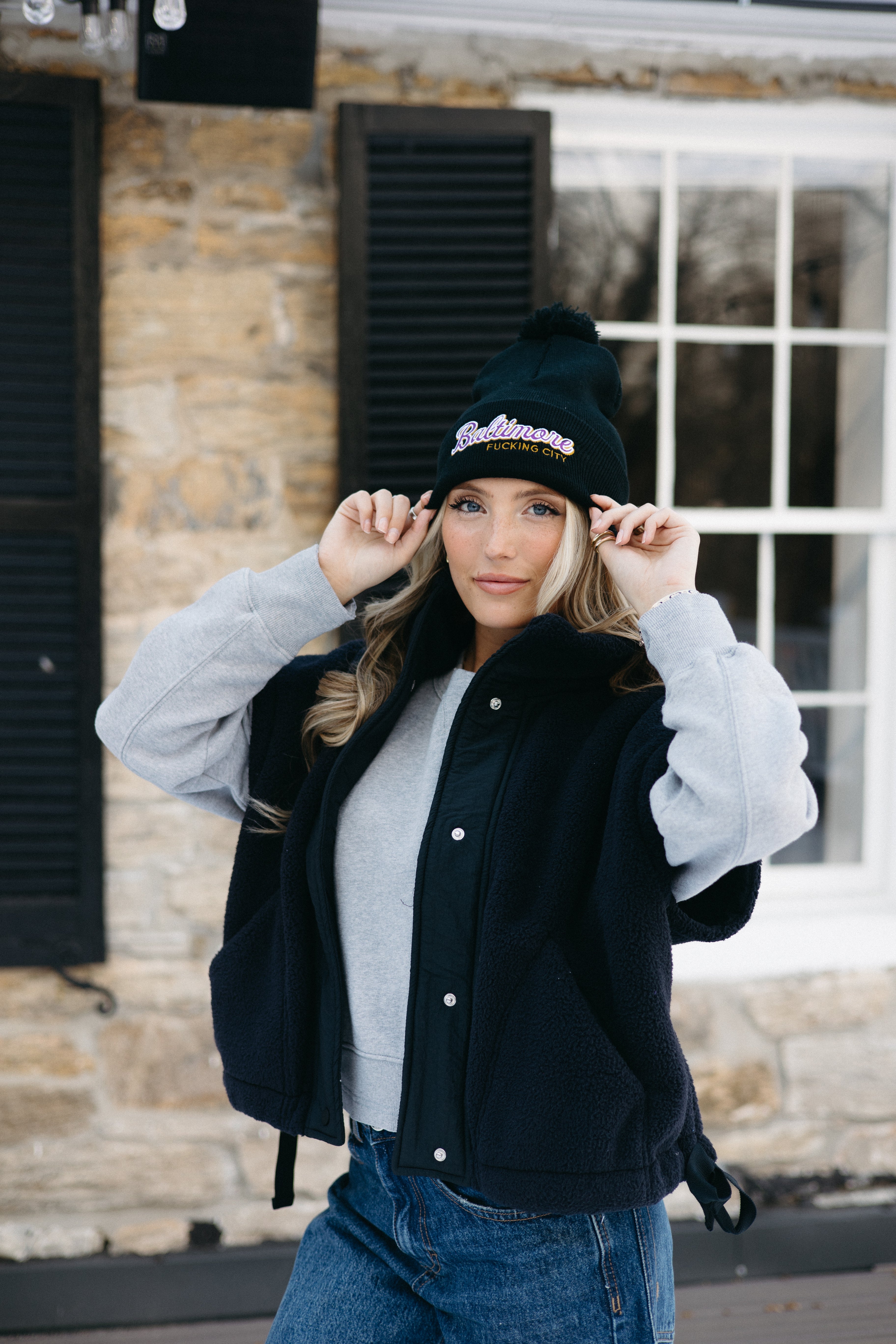 Baltimore Fucking City Pom Pom Beanie – Brightside Boutique