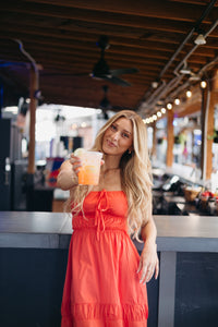 Rosy Ruffle Midi Dress