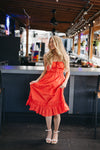 Rosy Ruffle Midi Dress