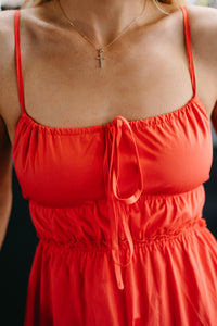 Rosy Ruffle Midi Dress