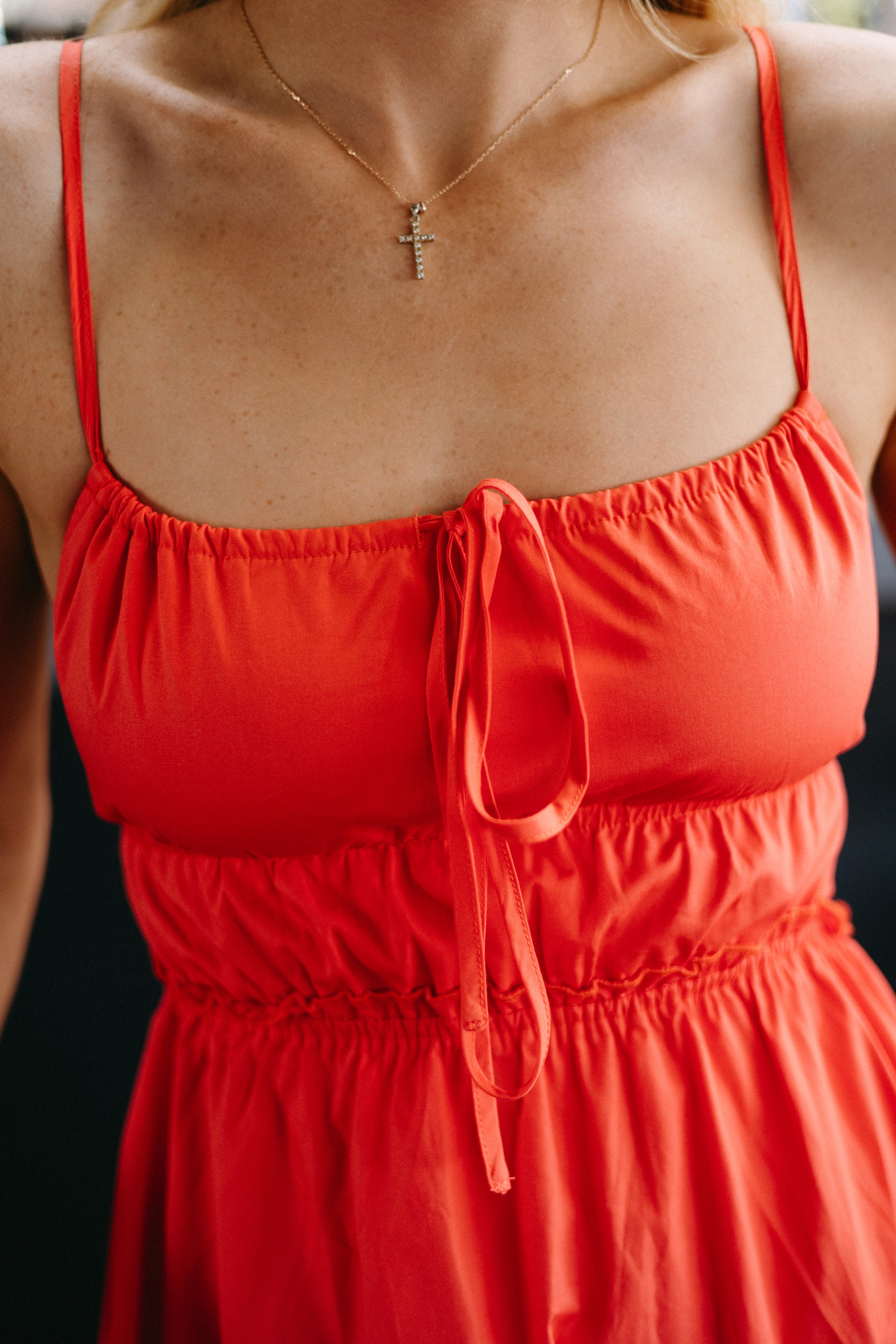 Rosy Ruffle Midi Dress