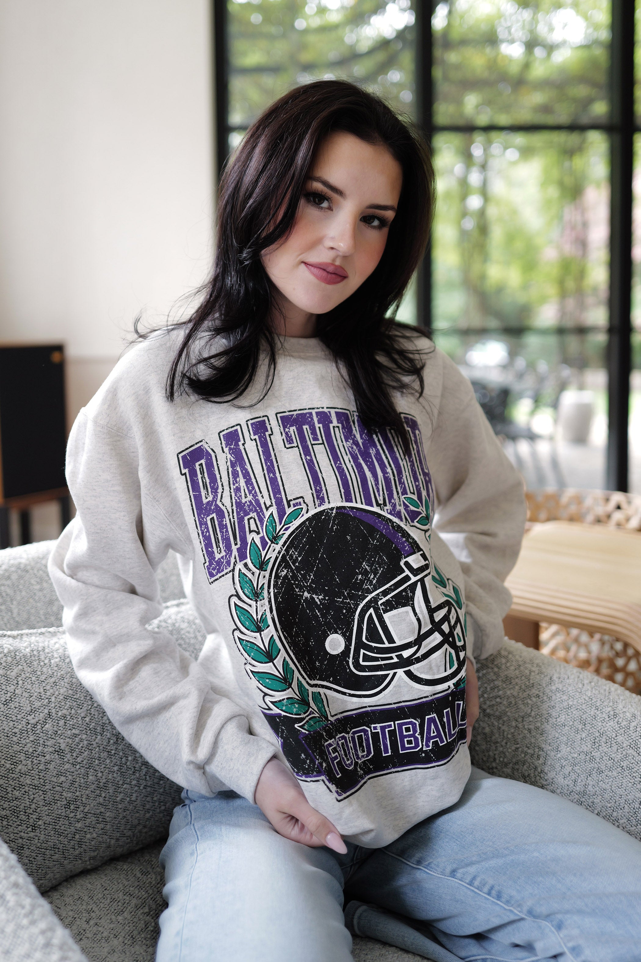 Brightside The Label Laurel Football Helmet Crewneck