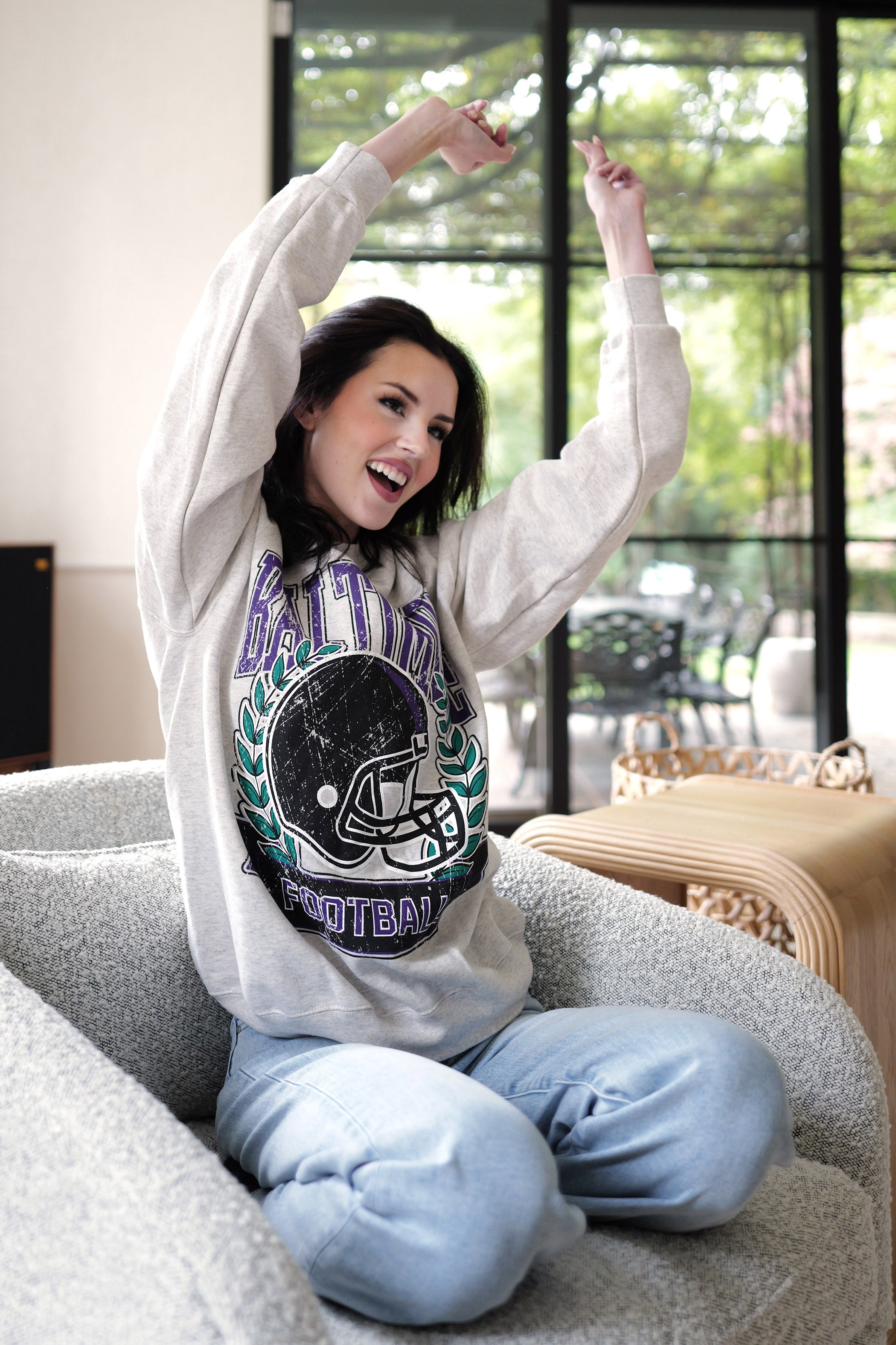 Brightside The Label Laurel Football Helmet Crewneck