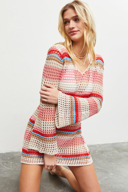 Charlotte Crochet Striped Mini Dress