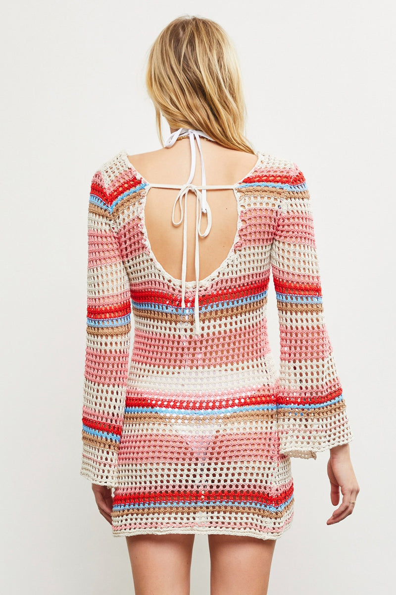 Charlotte Crochet Striped Mini Dress