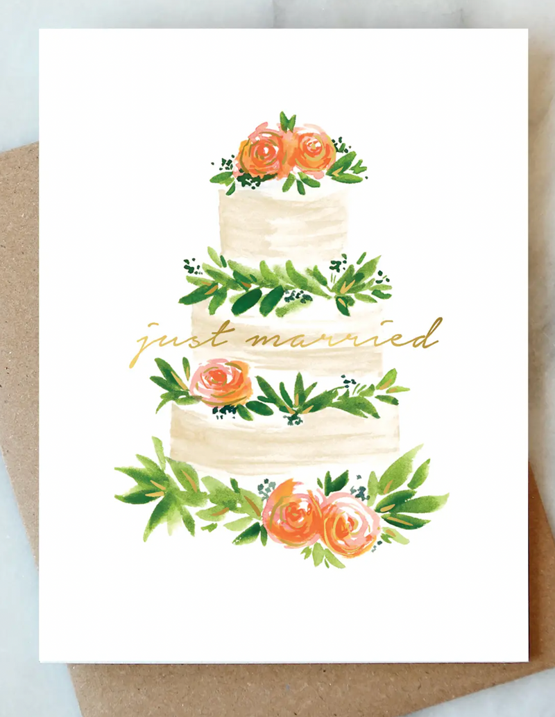 Just Married Wedding Cake Card
