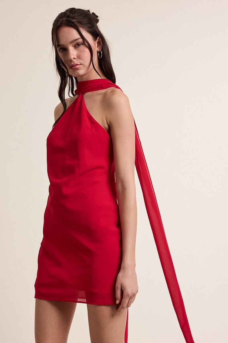 Luminé Scarf-Tail Mini Dress