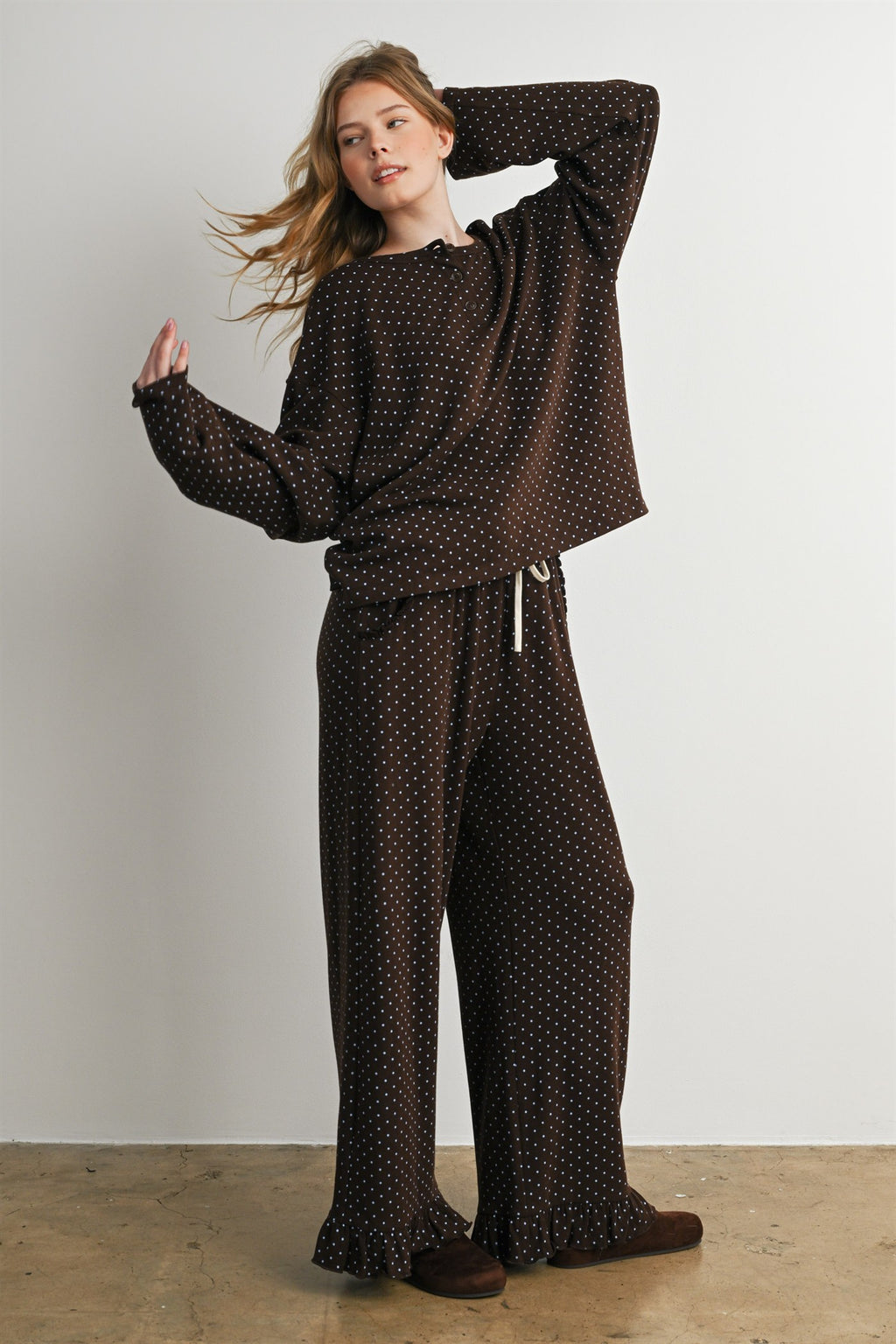 The Maplewood Polka Henley Neck Top