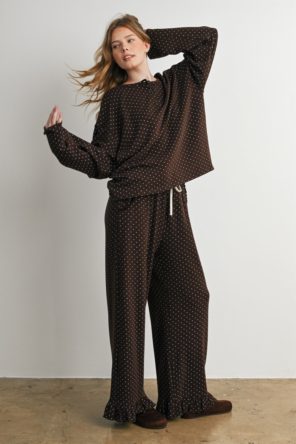 The Maplewood Polka Henley Neck Top