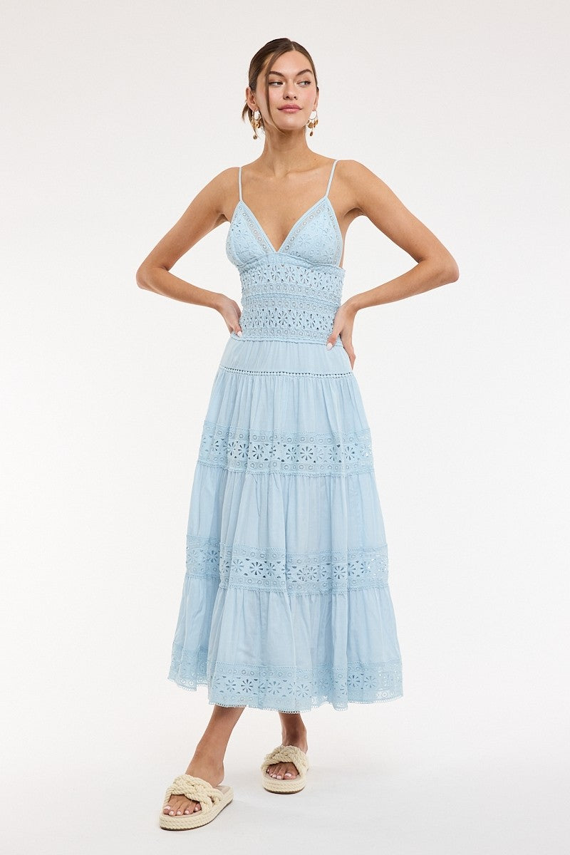 Classic Floral Lace Midi Dress