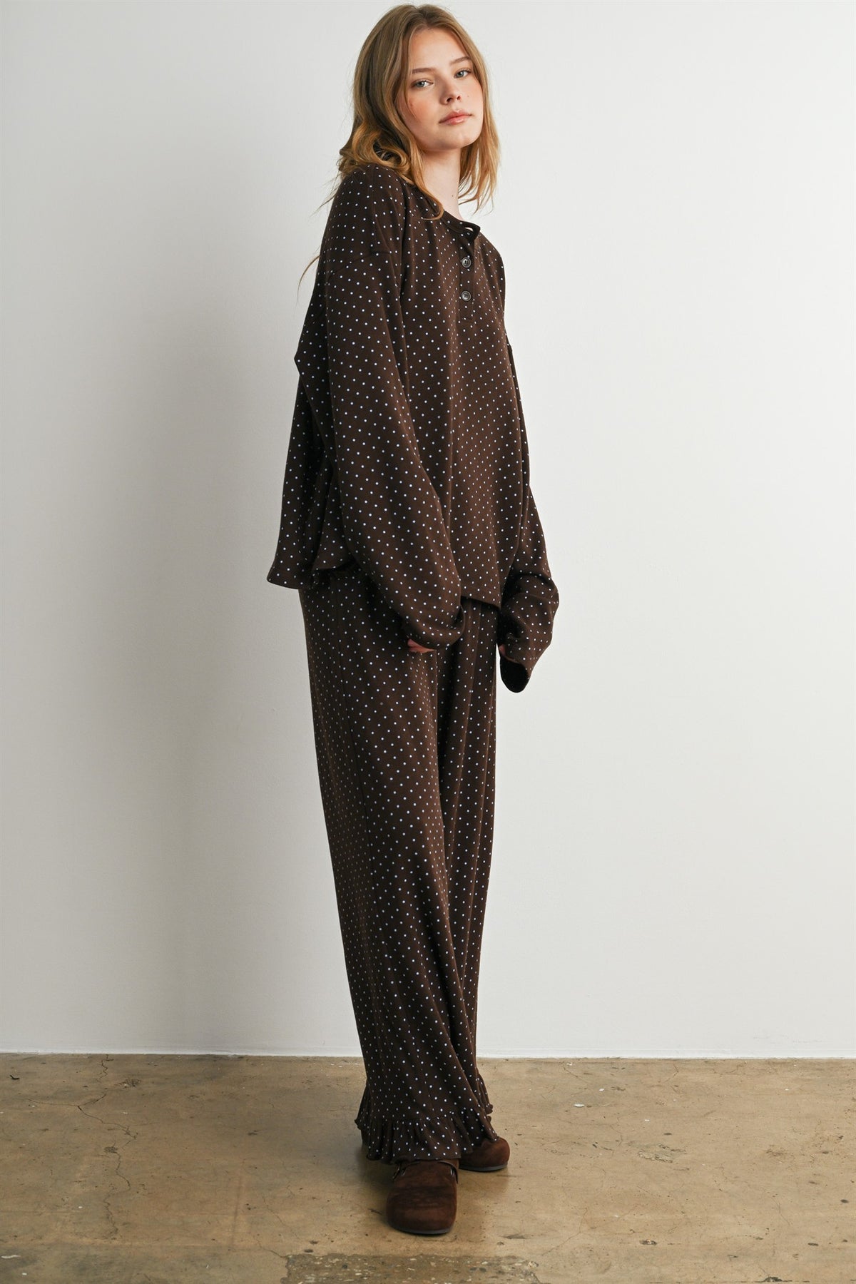 The Maplewood Polka Henley Neck Top