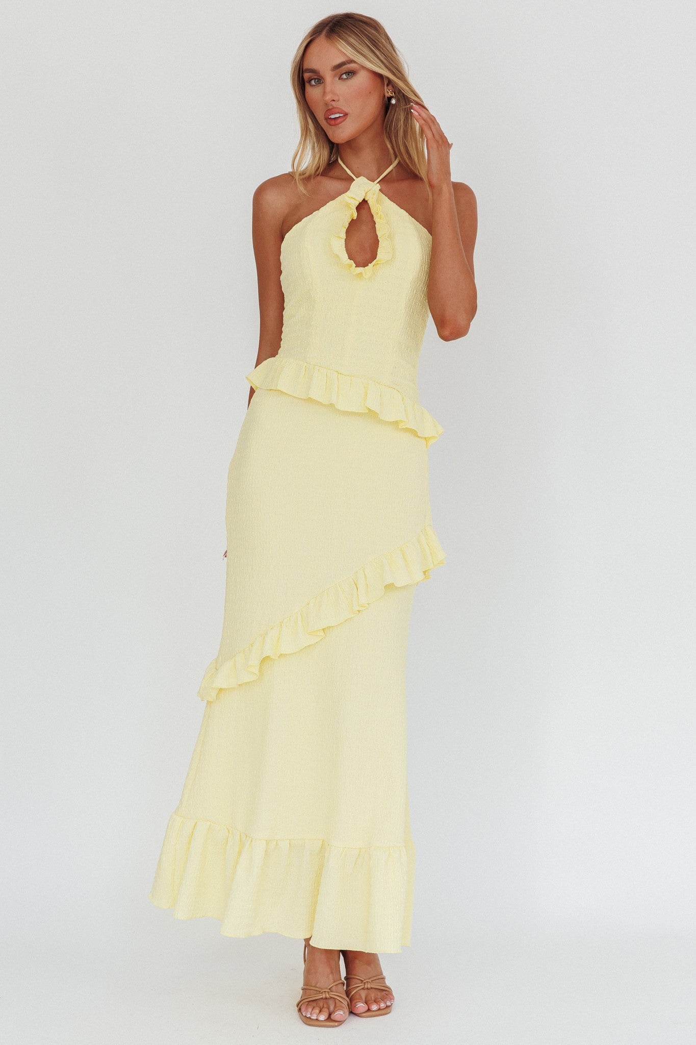 Petal Drift Crinkle Maxi Dress