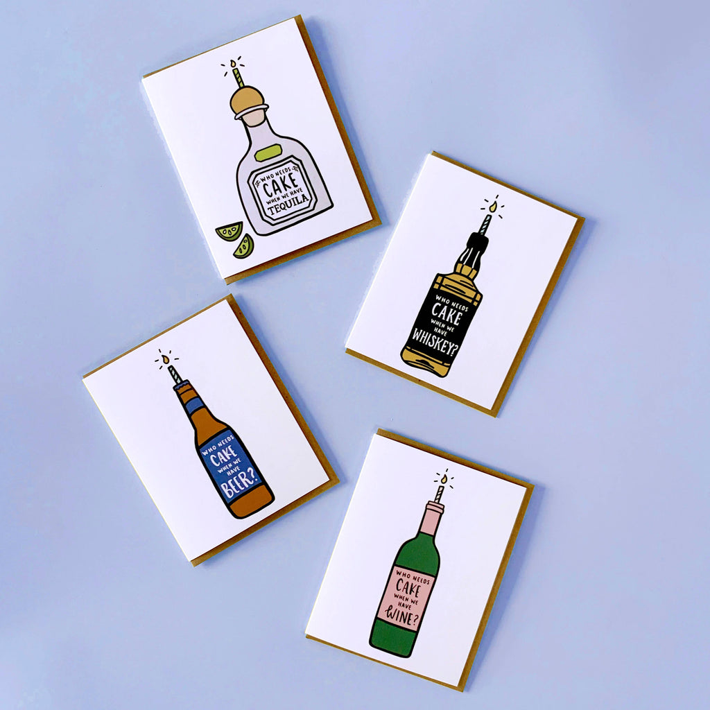 Cake Whiskey Birthday Card