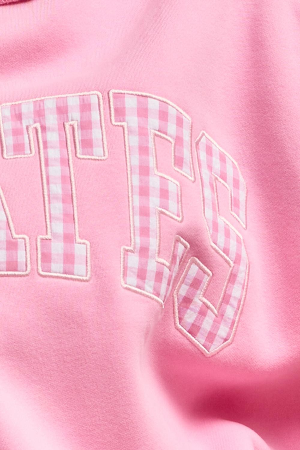 Pilates Gingham Embroidered Mock Neck