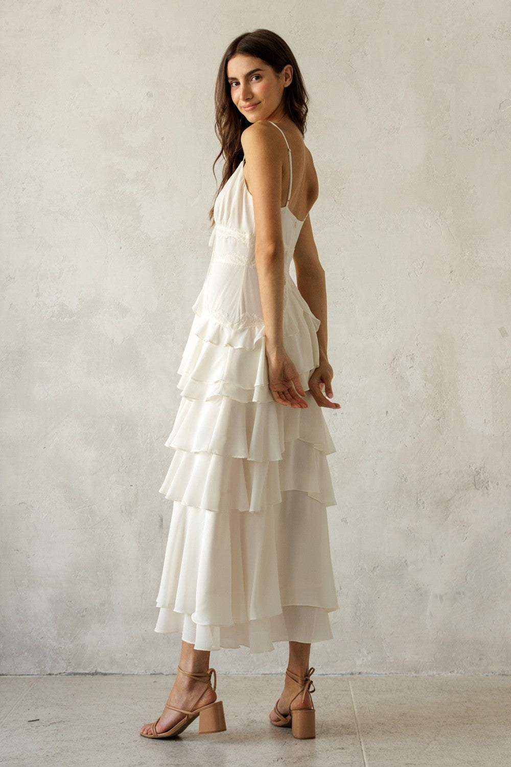 Soft Whisper Tiered Midi Dress