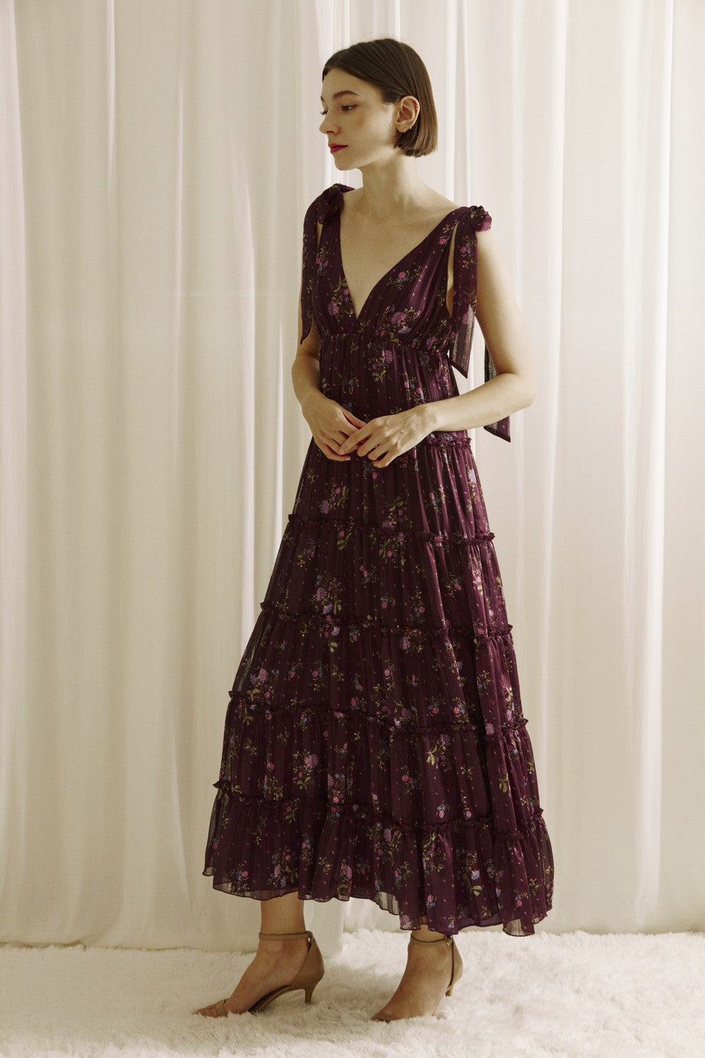 The Meadow Ruffle Midi Dress
