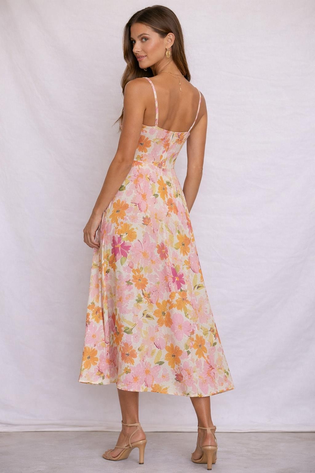 Sunset Blossom Midi Dress
