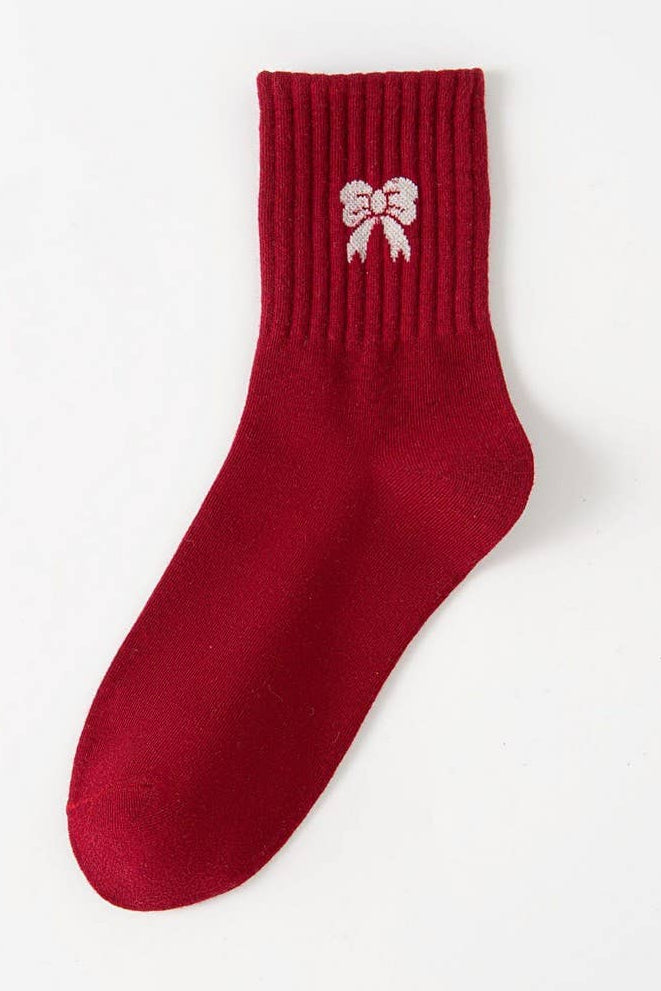 Bow Cotton Crew Socks